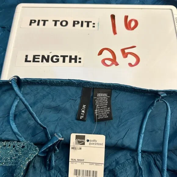 Mixit Crinkle Crochet Teal 90s Style Sleeveless Blouse size Medium NEW with Tags - Picture 6 of 6